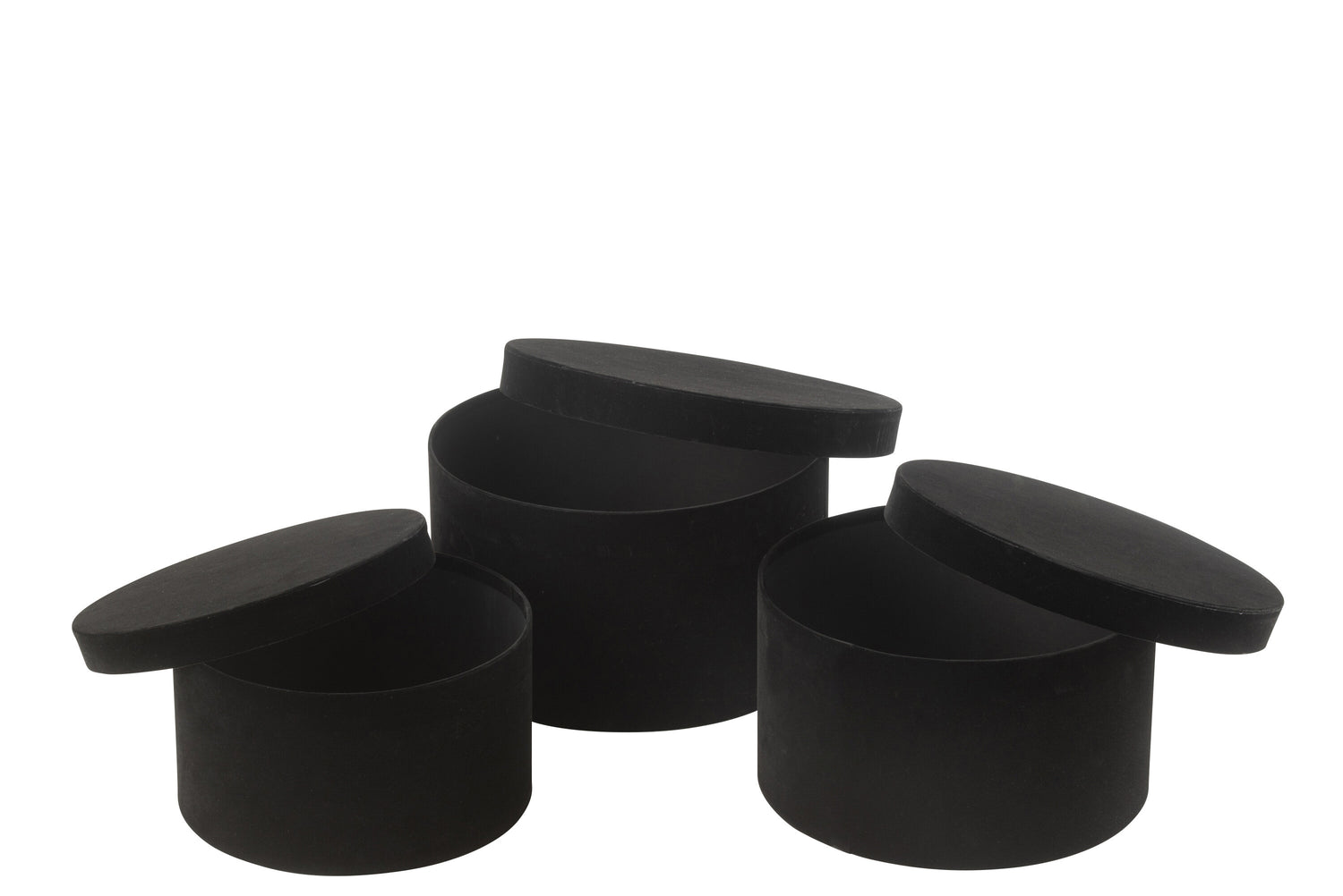 Set van 3 dozen rond plat fluweelpapier zwart