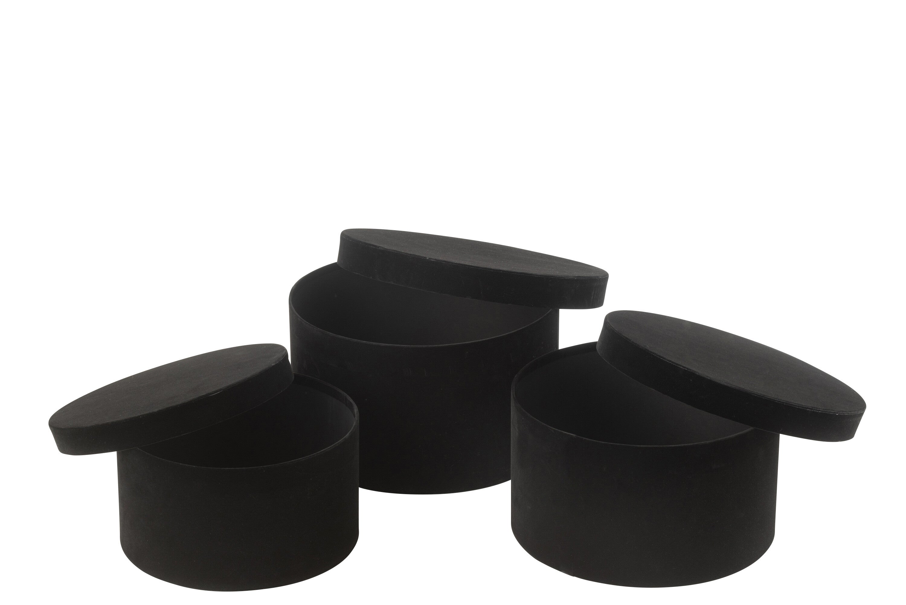 Set van 3 dozen rond plat fluweelpapier zwart