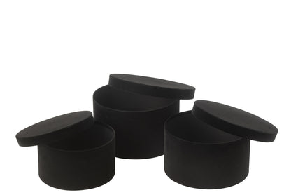 Set van 3 dozen rond plat fluweelpapier zwart