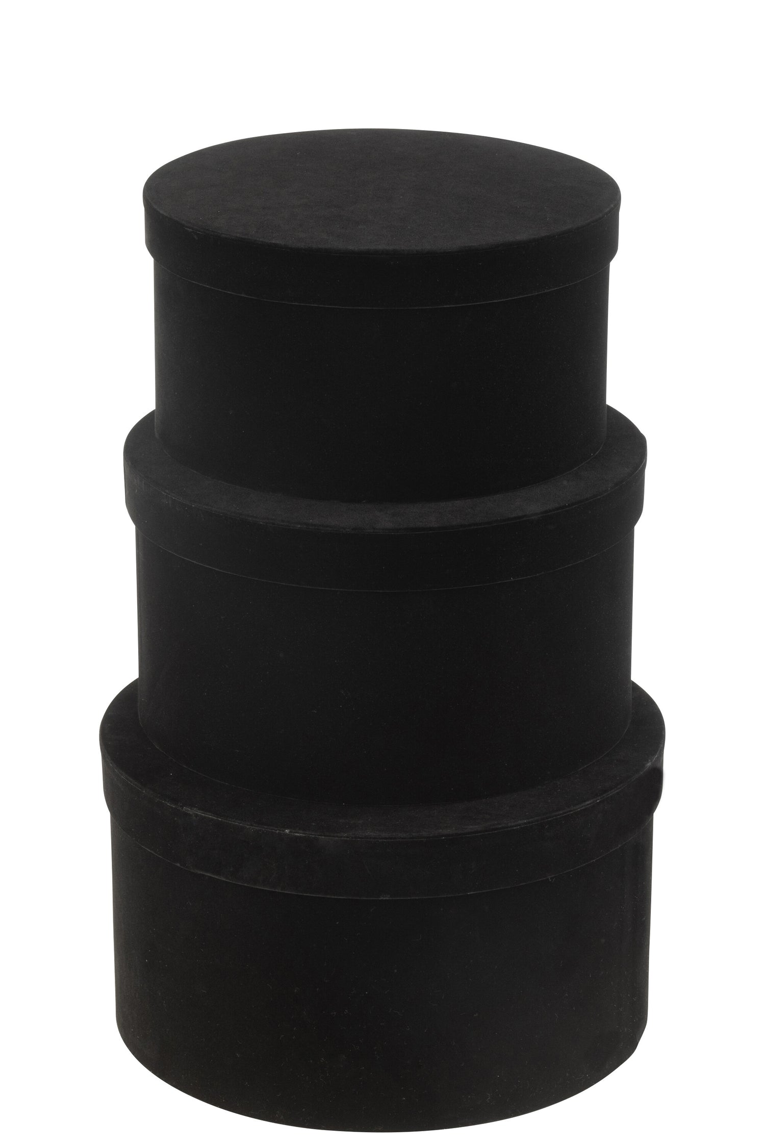 Set van 3 dozen rond plat fluweelpapier zwart