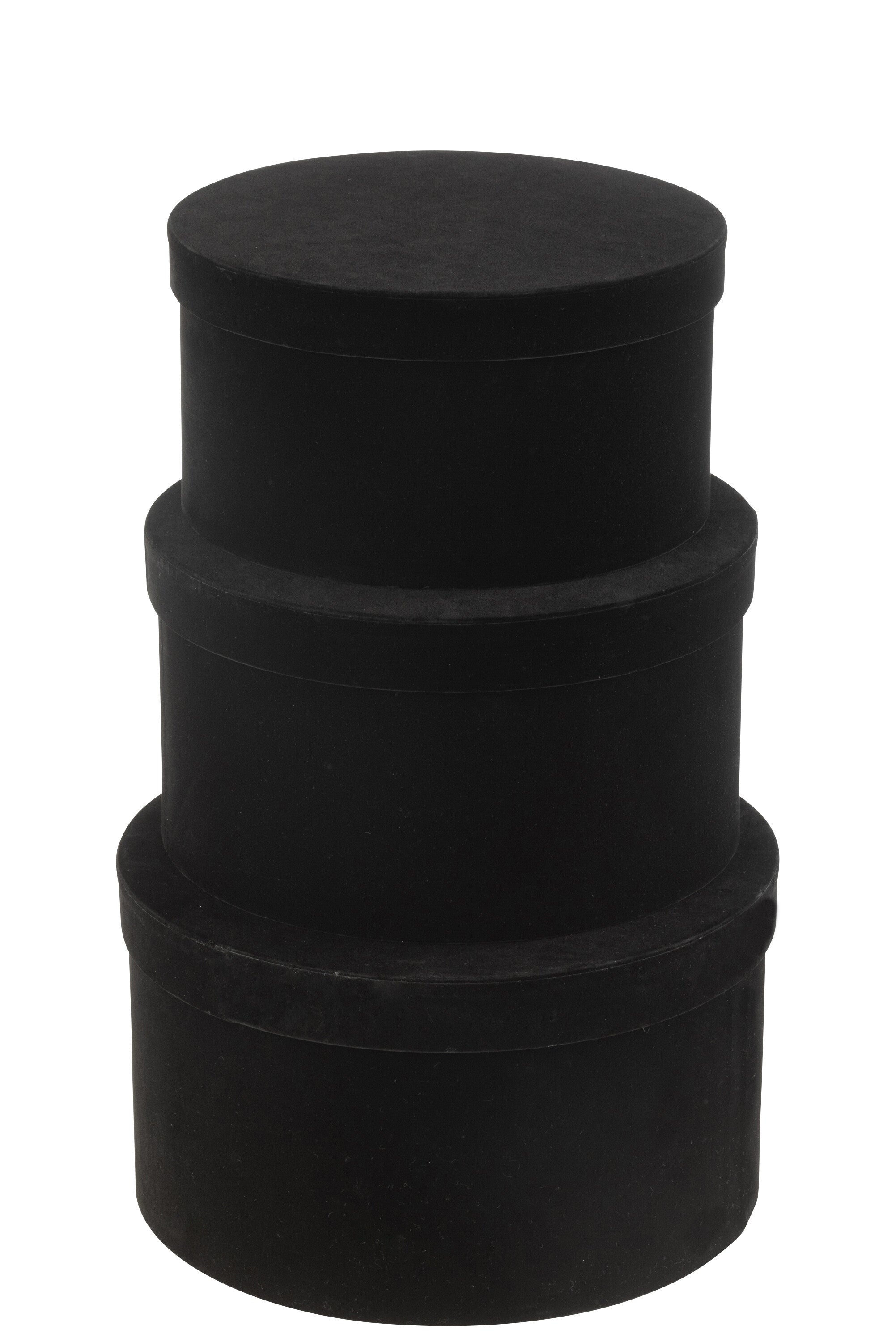 Set van 3 dozen rond plat fluweelpapier zwart