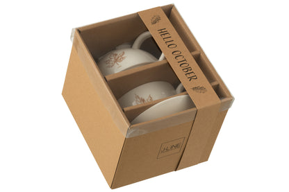 Thee voor één bladraamdoos keramiek bruin assortiment van 2