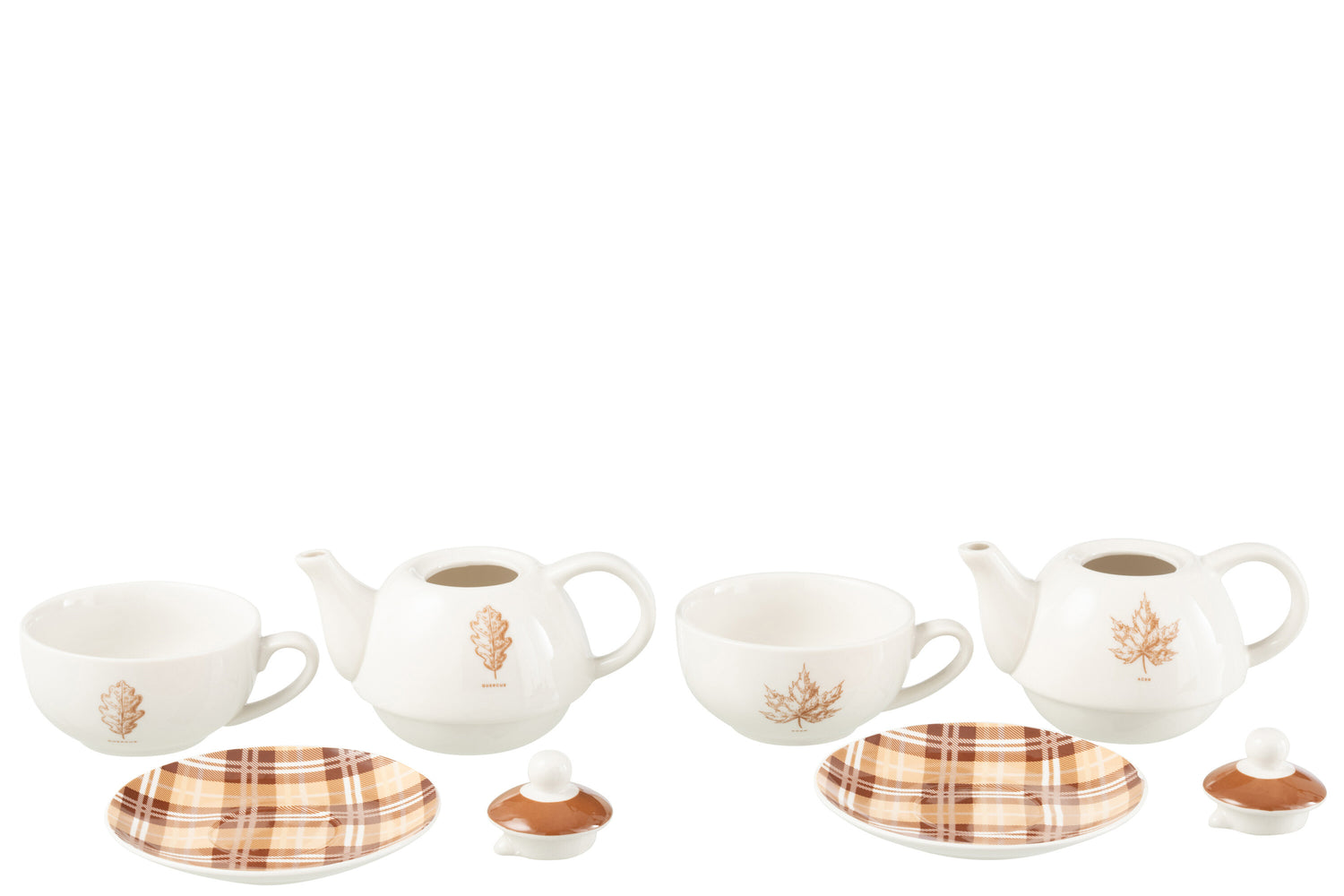 Thee voor één bladraamdoos keramiek bruin assortiment van 2