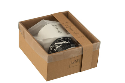 Theepot + Kop Raambox Keramiek Zwart/Wit
