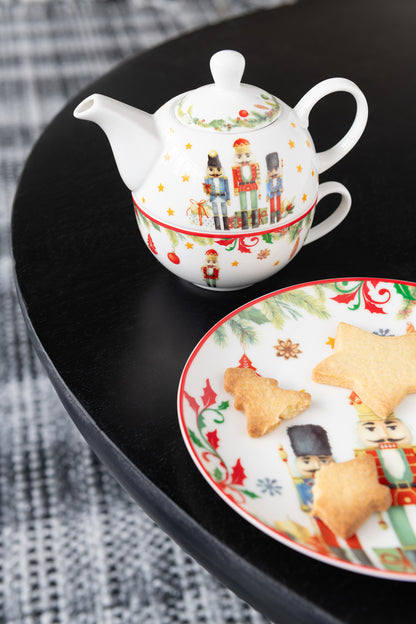 Theepot Notenkraker Geschenkdoos Keramiek Wit
