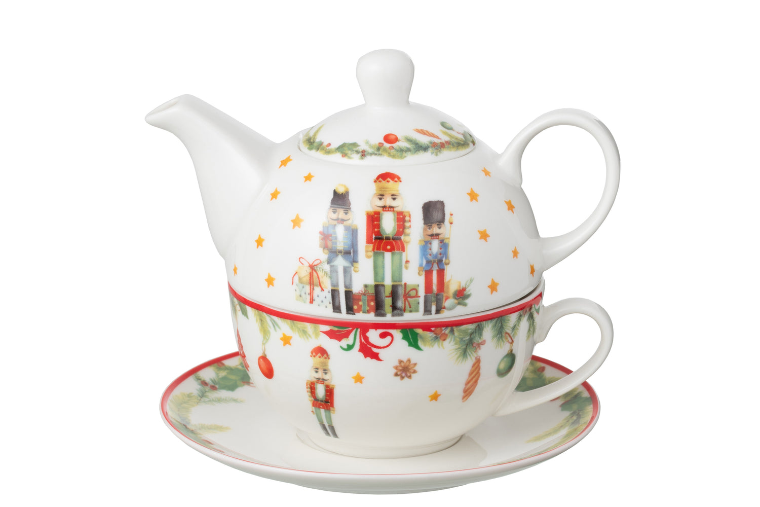 Theepot Notenkraker Geschenkdoos Keramiek Wit