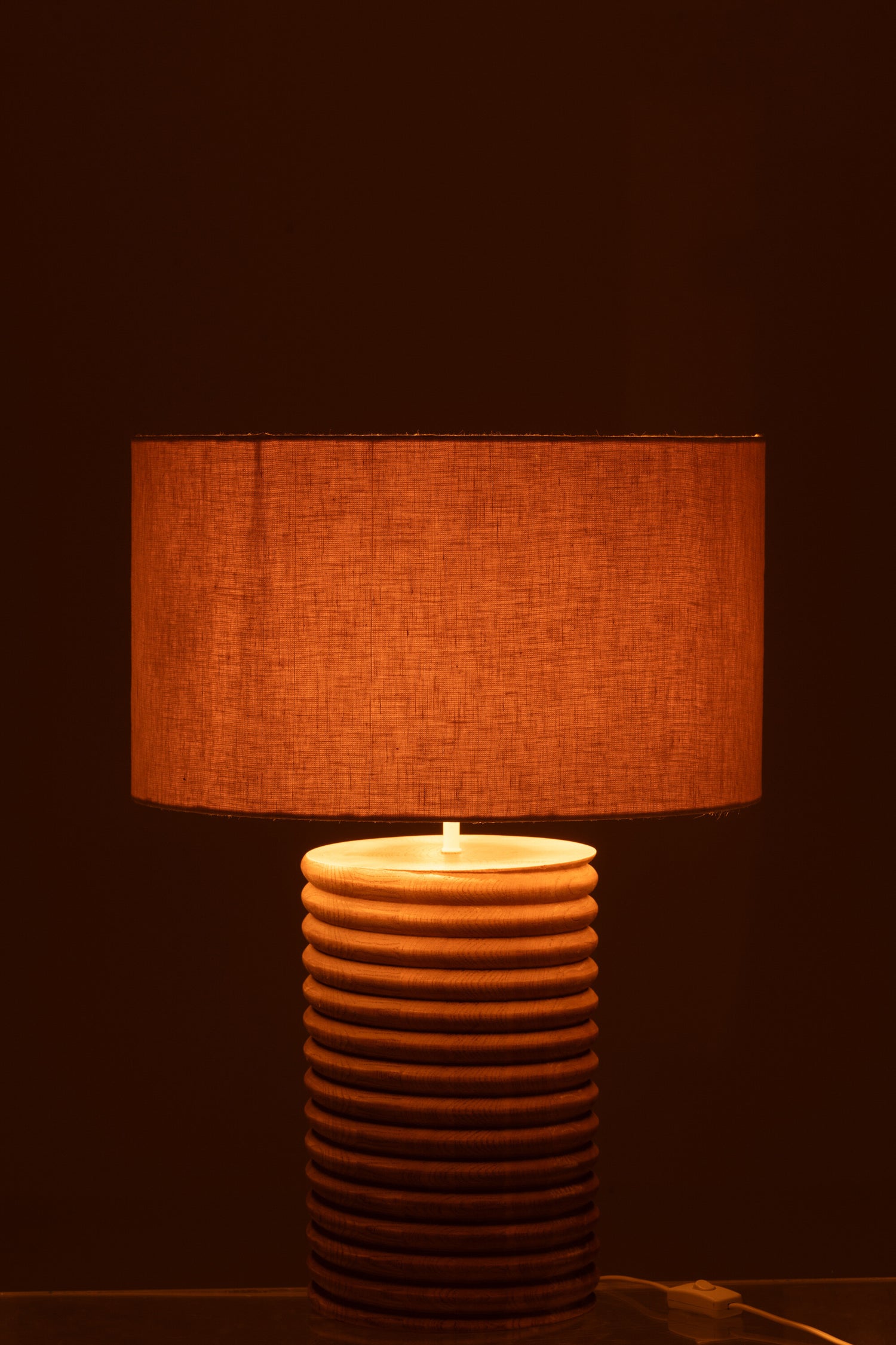 Tafellamp Draadgewonden Breed Ailanthus Hout Natuurlijk/Grijs