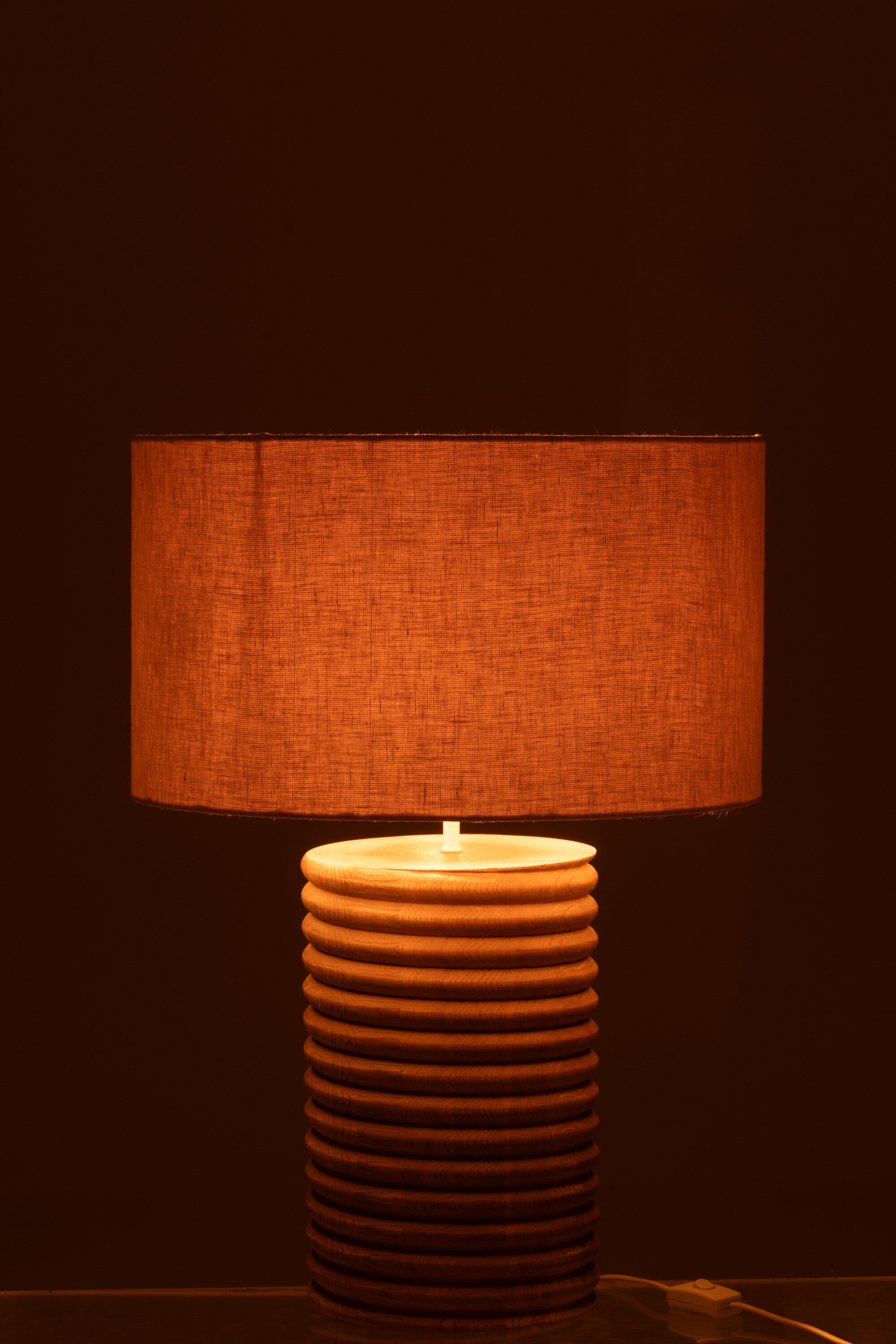 Tafellamp Draadgewonden Breed Ailanthus Hout Natuurlijk/Grijs