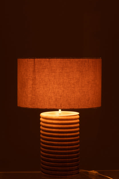 Tafellamp Draadgewonden Breed Ailanthus Hout Natuurlijk/Grijs