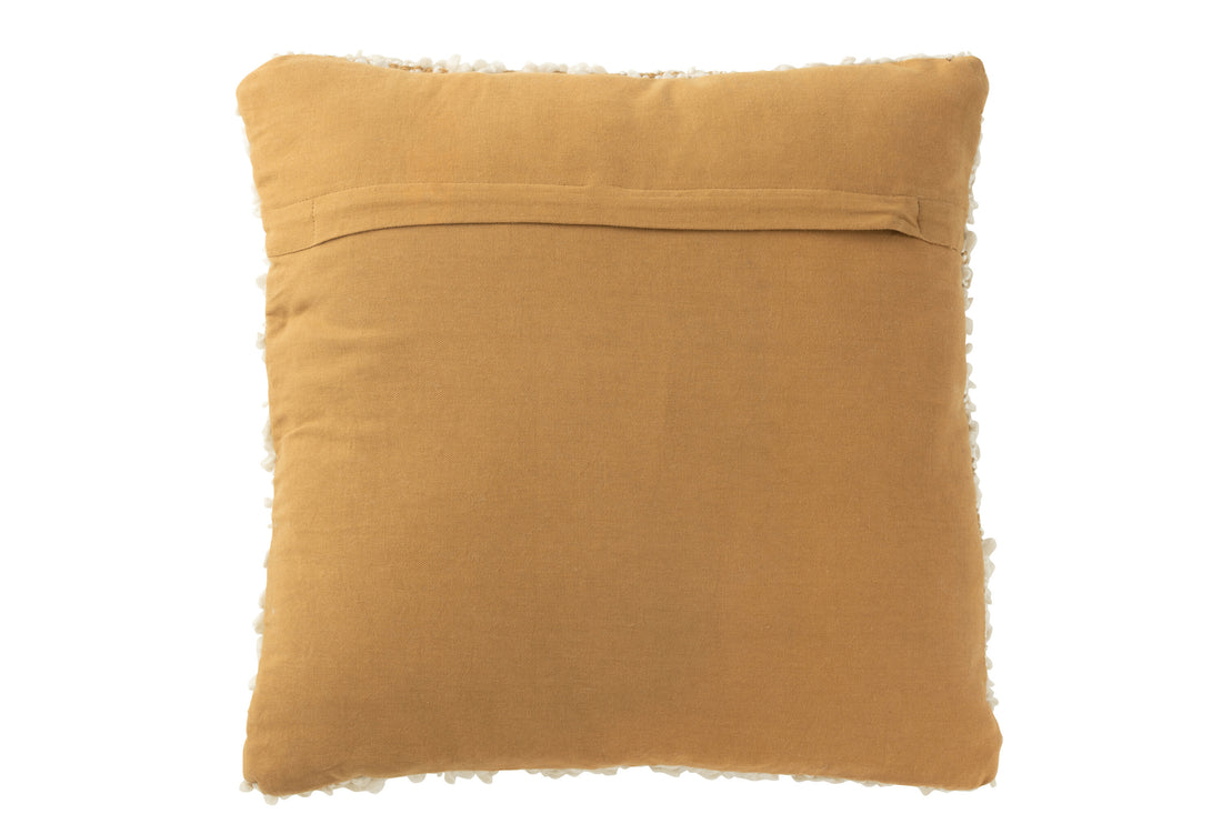 J-Line Kussen Vierkant Boucl -  Katoen/Polyester Camel/Crème