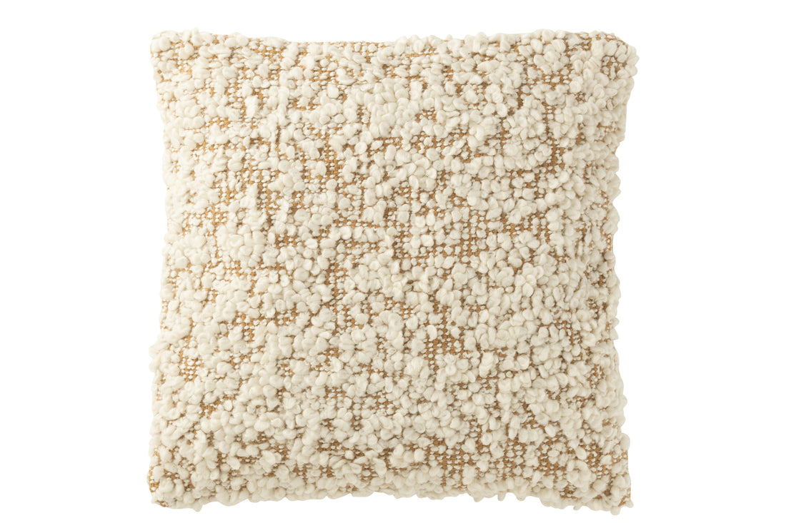 J-Line Kussen Vierkant Boucl -  Katoen/Polyester Camel/Crème