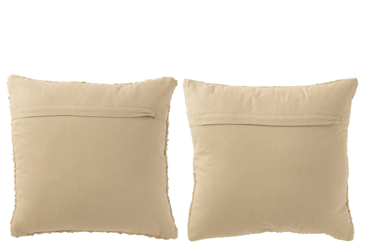 Kussen Vierkant Los/Strak Geweven Katoen Donker Beige Assortiment Van 2