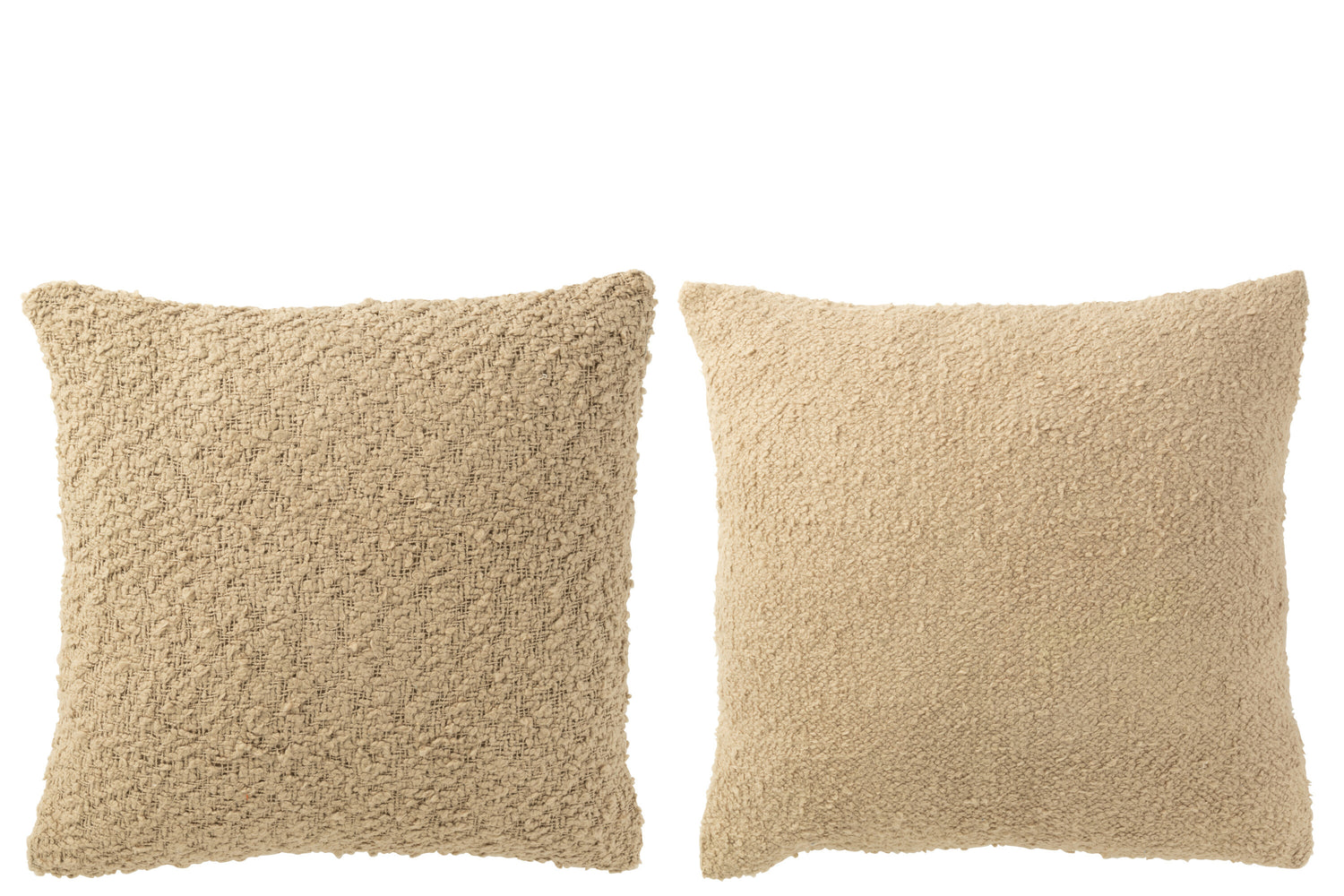 Kussen Vierkant Los/Strak Geweven Katoen Donker Beige Assortiment Van 2