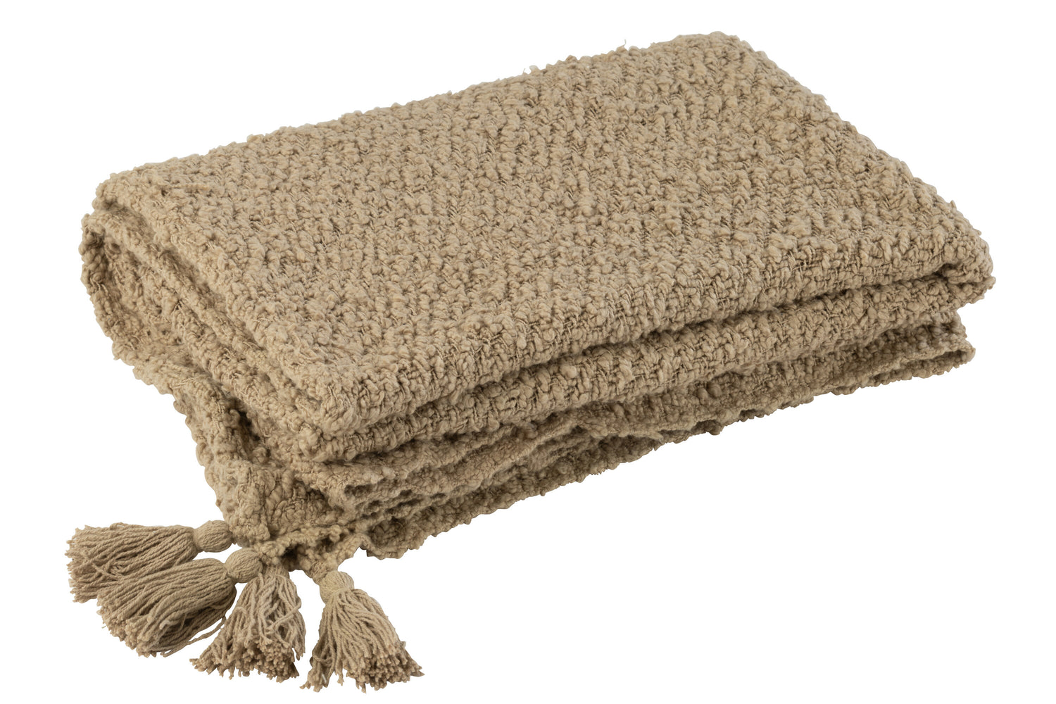 Plaid Kwastjes Katoen Donker Beige