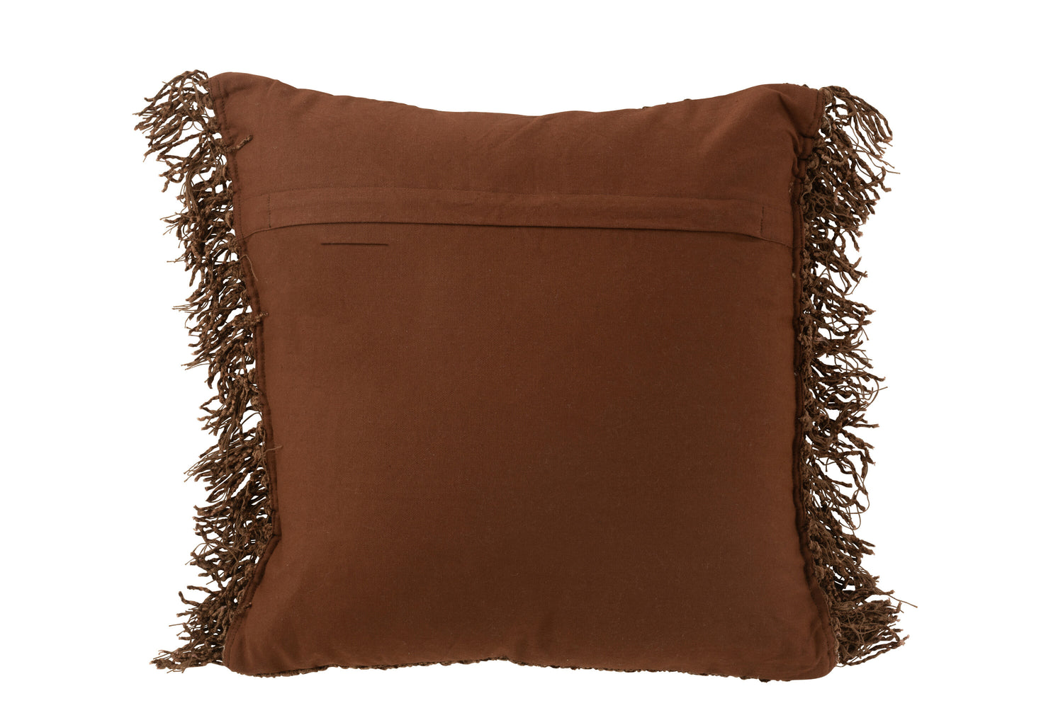 J-Line Kussen Gewoven+Franjes Viscose/Katoen Bruin