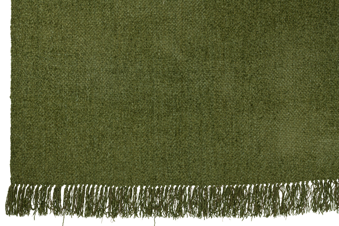 J-Line Plaid Gewoven+Franjes Viscose Donkergroen