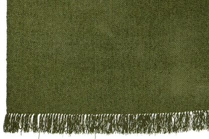 J-Line Plaid Gewoven+Franjes Viscose Donkergroen