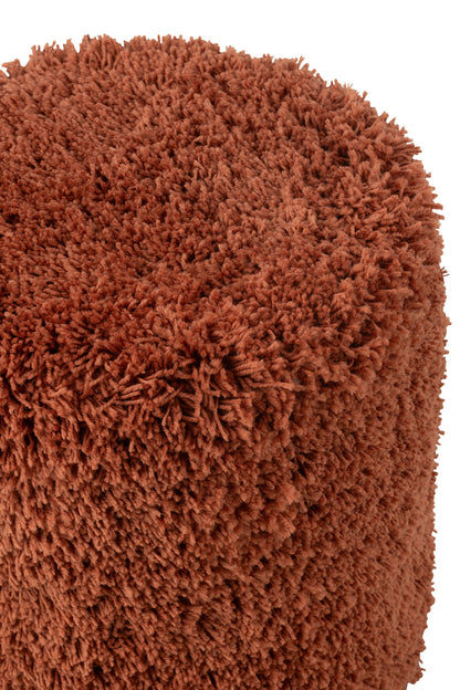 J-Line Poef Cylinder Pluizig Polyester Baksteen