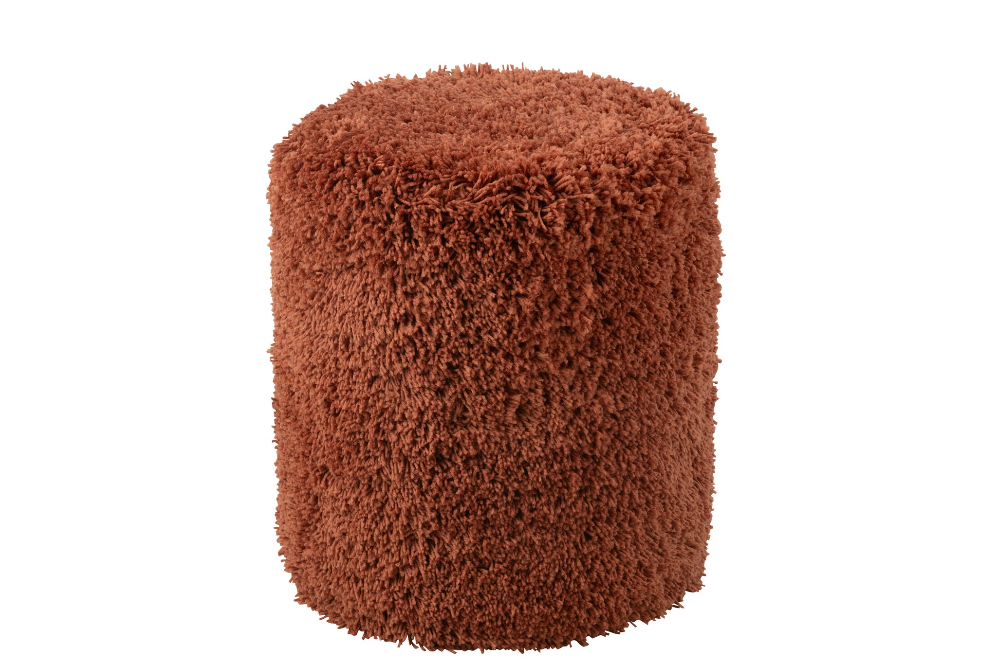 J-Line Poef Cylinder Pluizig Polyester Baksteen