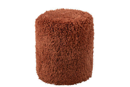 J-Line Poef Cylinder Pluizig Polyester Baksteen