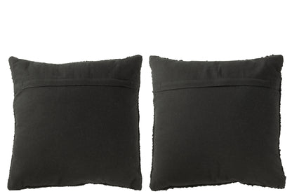 Kussen Vierkant Los/Strak Geweven Katoen Zwart Assortiment Van 2