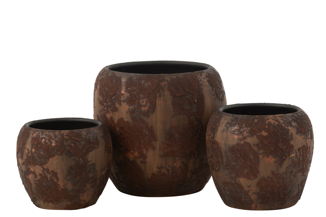 BLOEMPOT CER+VOET HOUT GRIJS/W