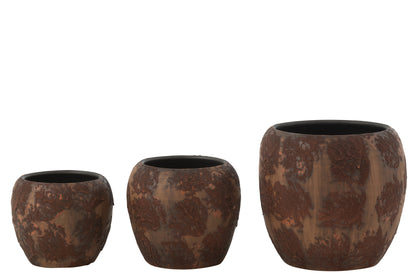 BLOEMPOT CER+VOET HOUT GRIJS/W