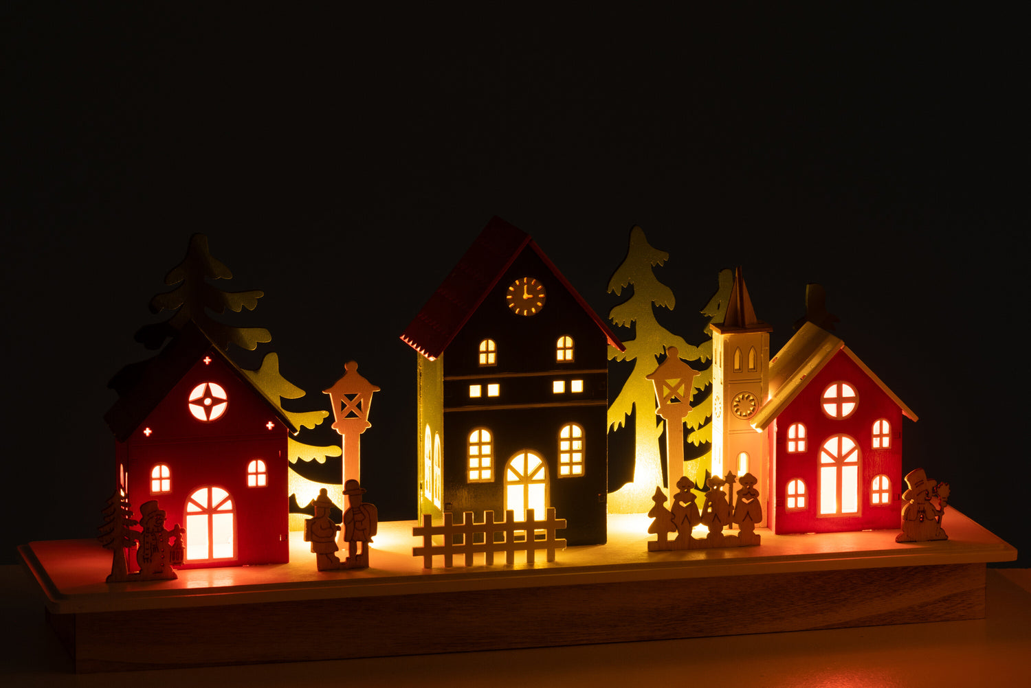 Deco Winter Led Dorp Hout Mix