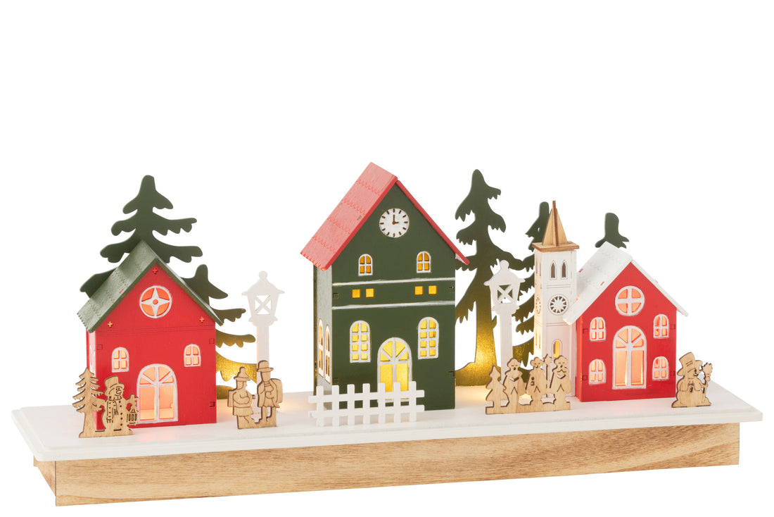 Deco Winter Led Dorp Hout Mix