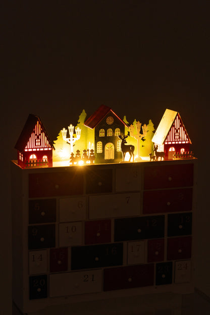 Deco Winter Led Kast + Huizen Hout Mix