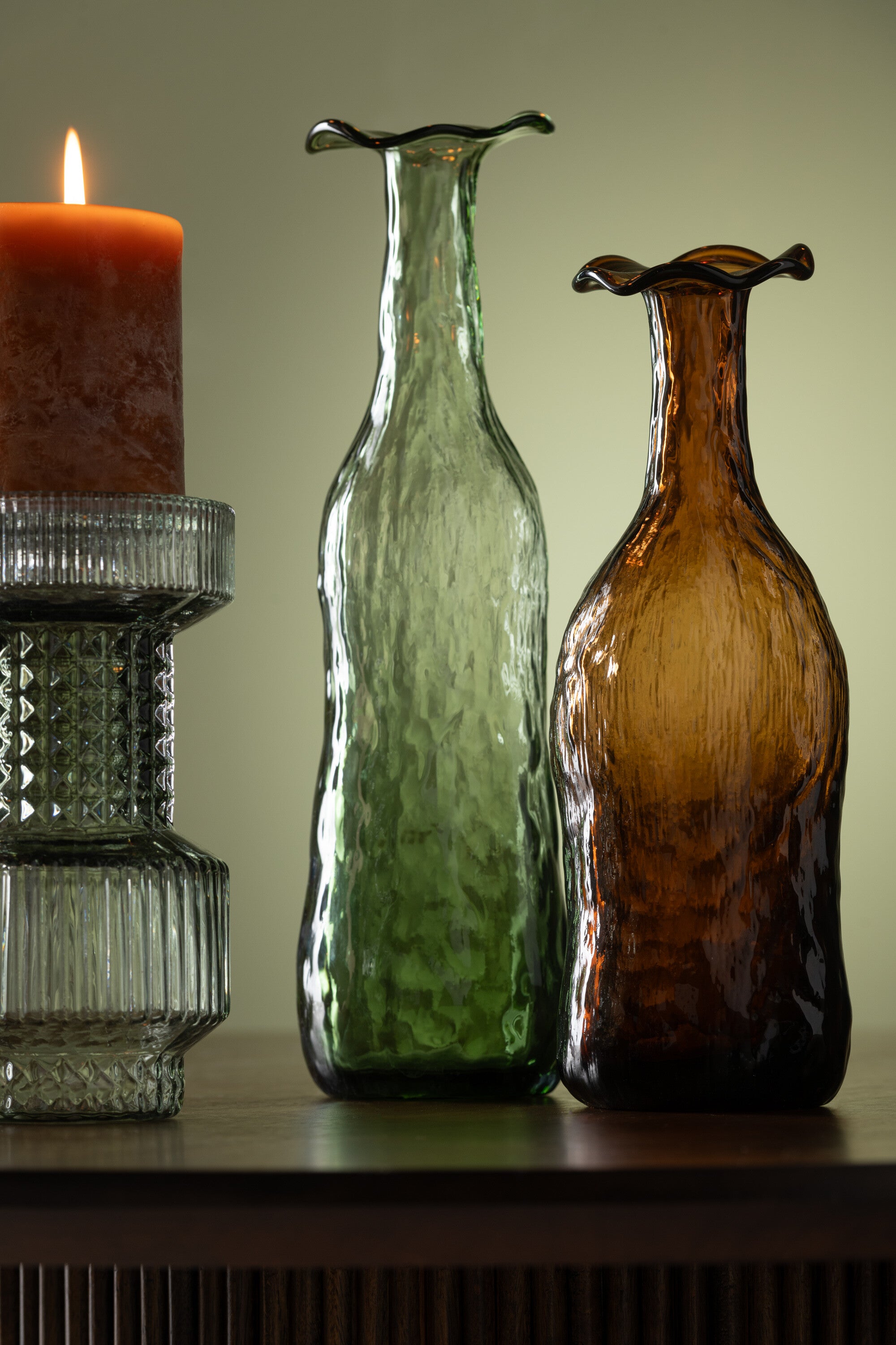 Vaas Bloeiend Glas Groen Medium