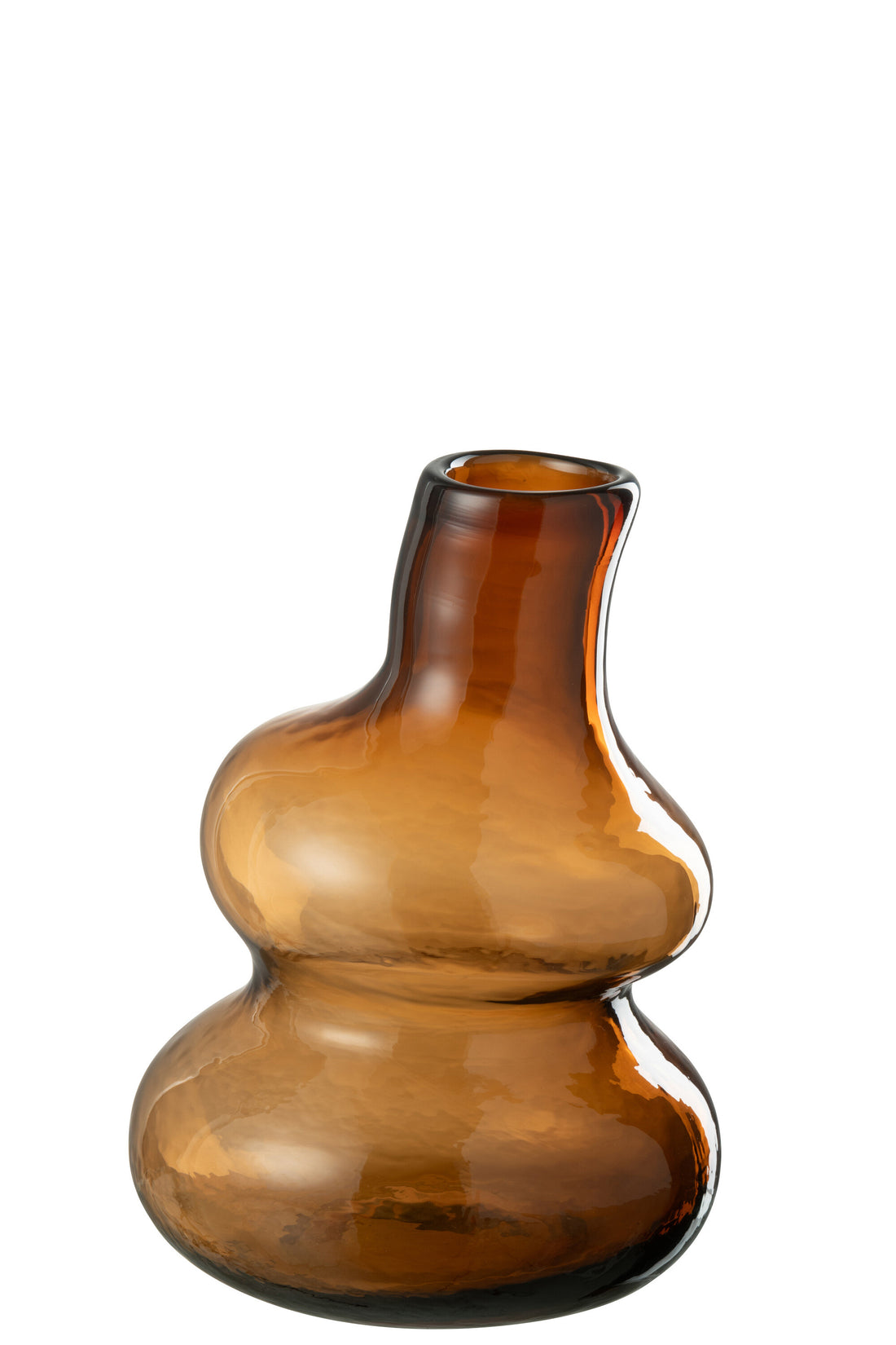 J-Line Vaas Fles Glas Bruin Small
