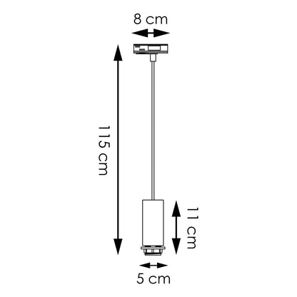 Railverlichting onderdeel adapter voor hanglamp | 8/8/115cm | Zwart