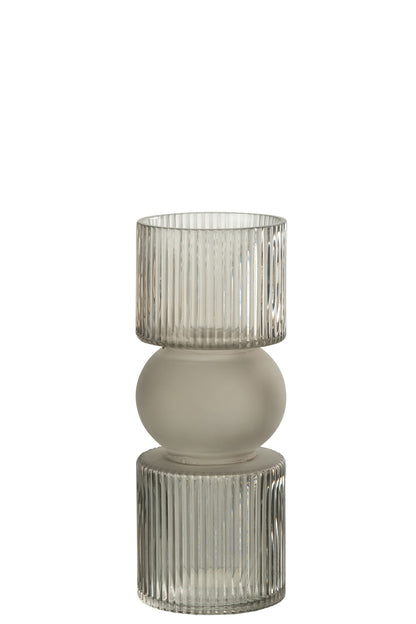 J-Line Vaas/Kaarshouder Snoep Glas Grijs Small