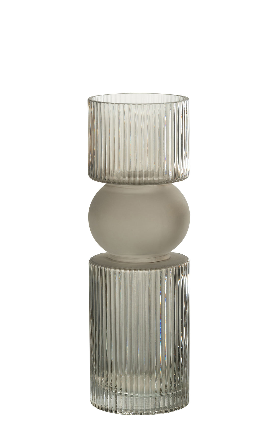 J-Line Vaas/Kaarshouder Snoep Glas Grijs Medium