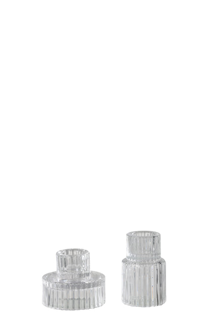 Kaarsenhouder Jenny Glas Transparant Assortiment Van 2
