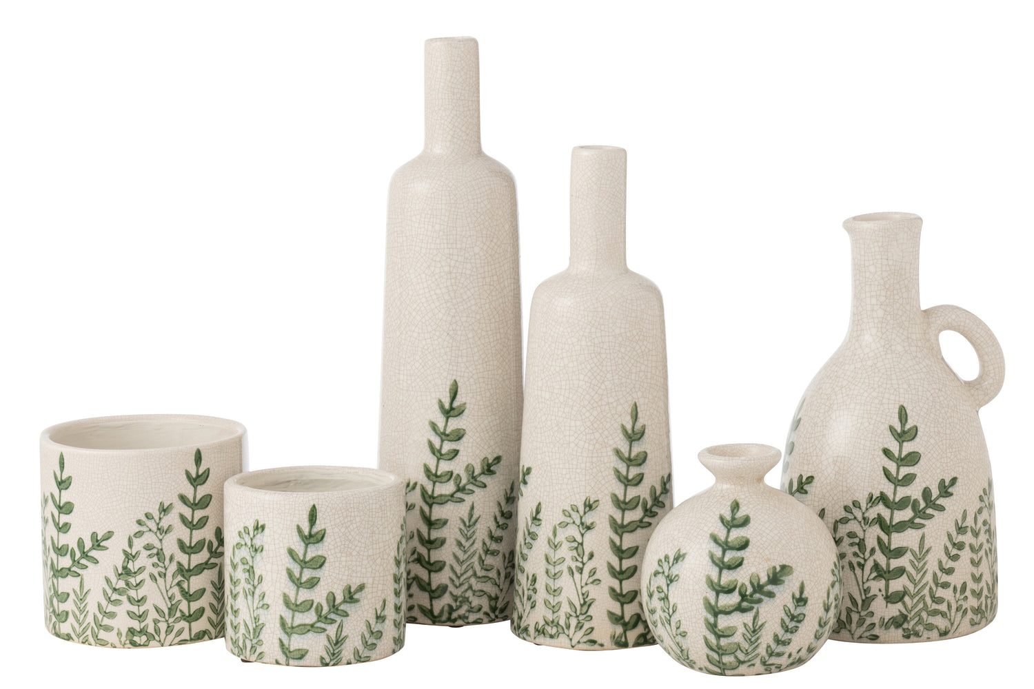 Vaas Ferny Fles Steengoed Groen/Wit Groot