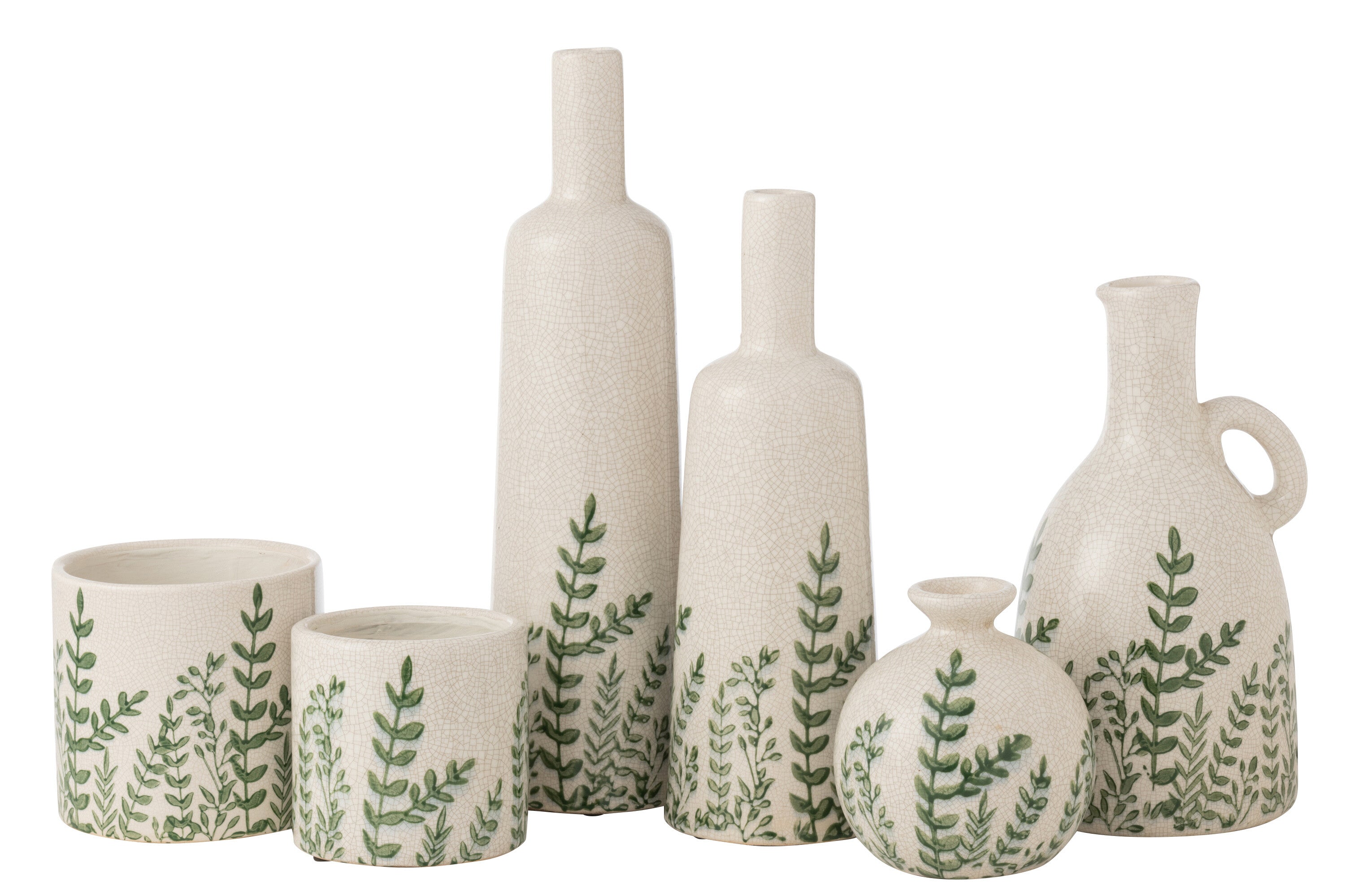 Vaas Ferny Fles Steengoed Groen/Wit Groot