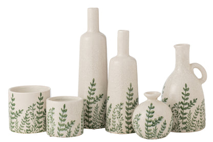 Vaas Ferny Fles Steengoed Groen/Wit Groot