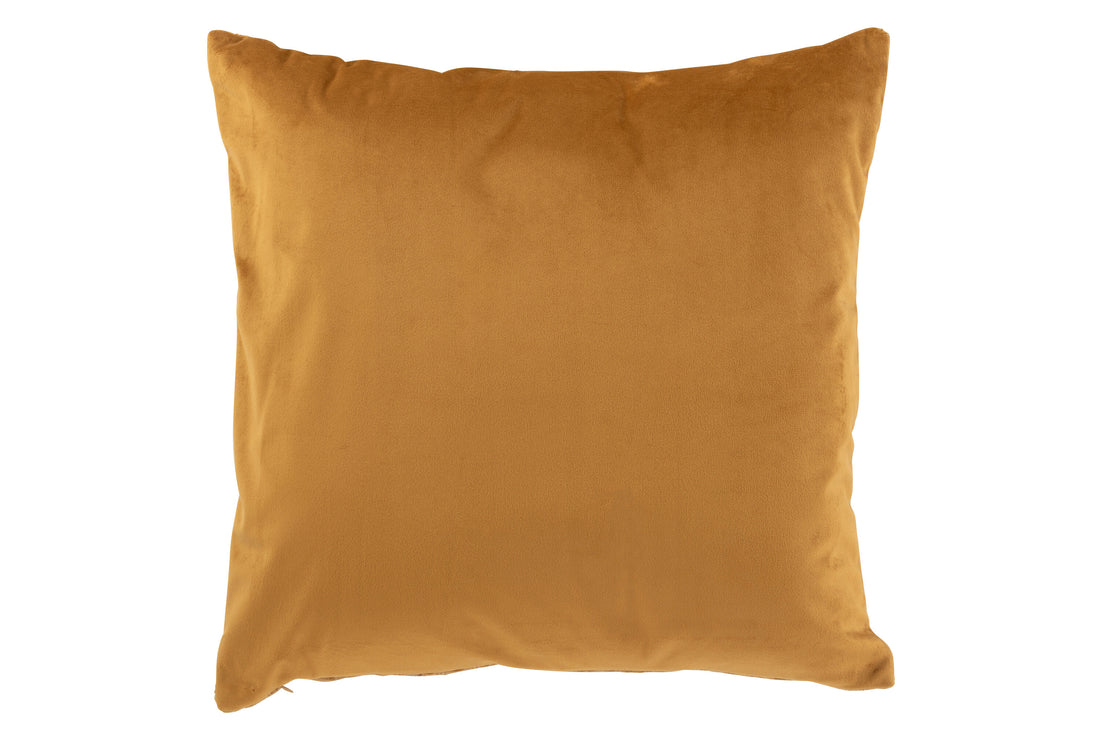 J-Line Kussen Chenille+Patroon Polyester Oker/Wit
