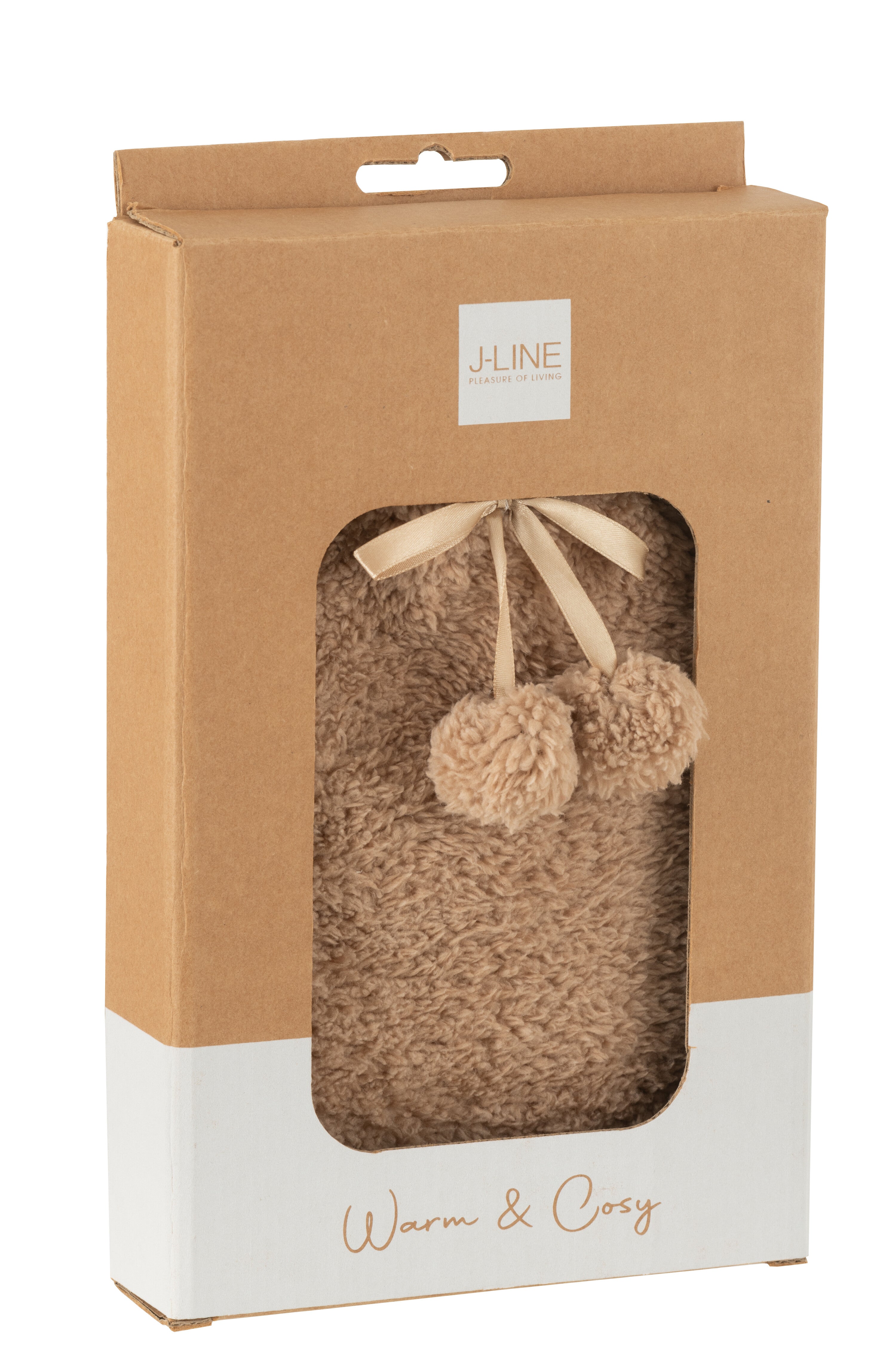 Warmwaterkruik Teddy+Pompons Polyester Lichtbruin