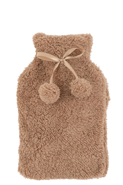Warmwaterkruik Teddy+Pompons Polyester Lichtbruin