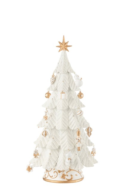 Kerstboom Led Ornamenten Hars Wit/Goud Klein