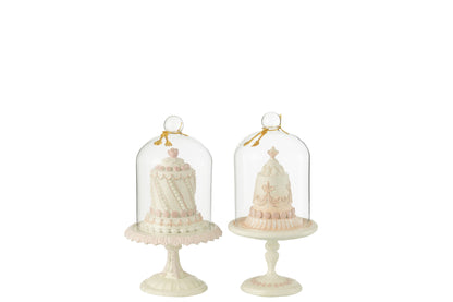 Taartbel Hars Wit/Roze Assortiment Van 2
