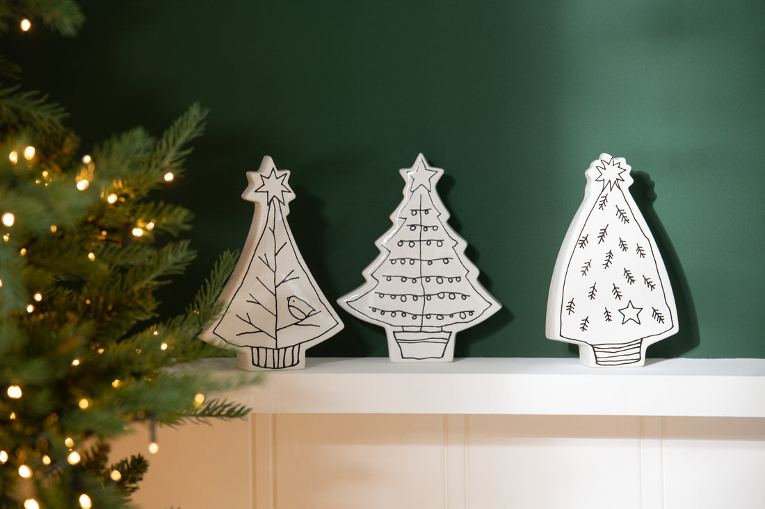 Kerstboom Dolomiet Wit/Zwart Assortiment Van 3