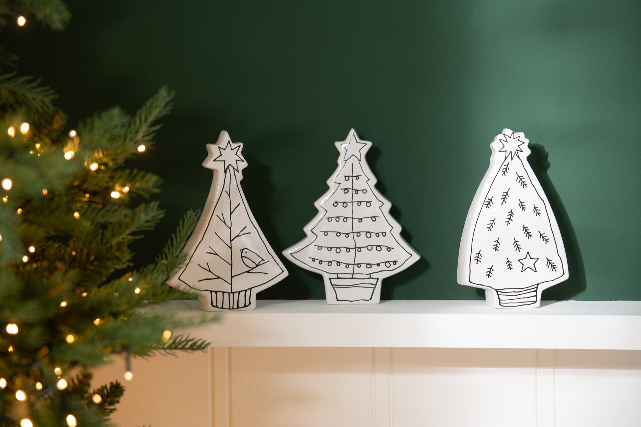 Kerstboom Dolomiet Wit/Zwart Assortiment Van 3