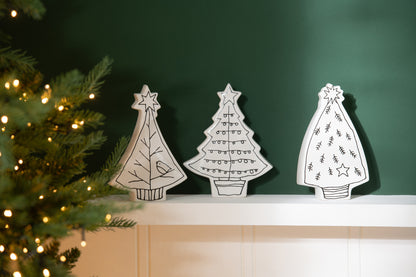 Kerstboom Dolomiet Wit/Zwart Assortiment Van 3