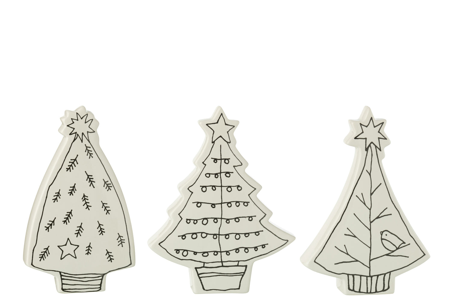 Kerstboom Dolomiet Wit/Zwart Assortiment Van 3