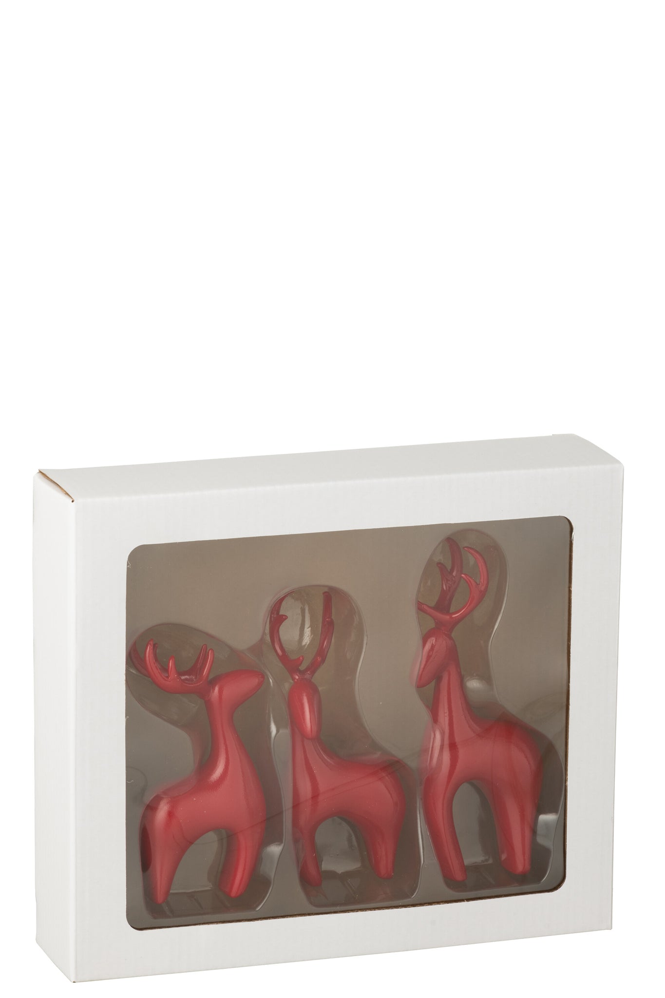 Set van 3 rendieren van hars met elektrolytisch rood plating.