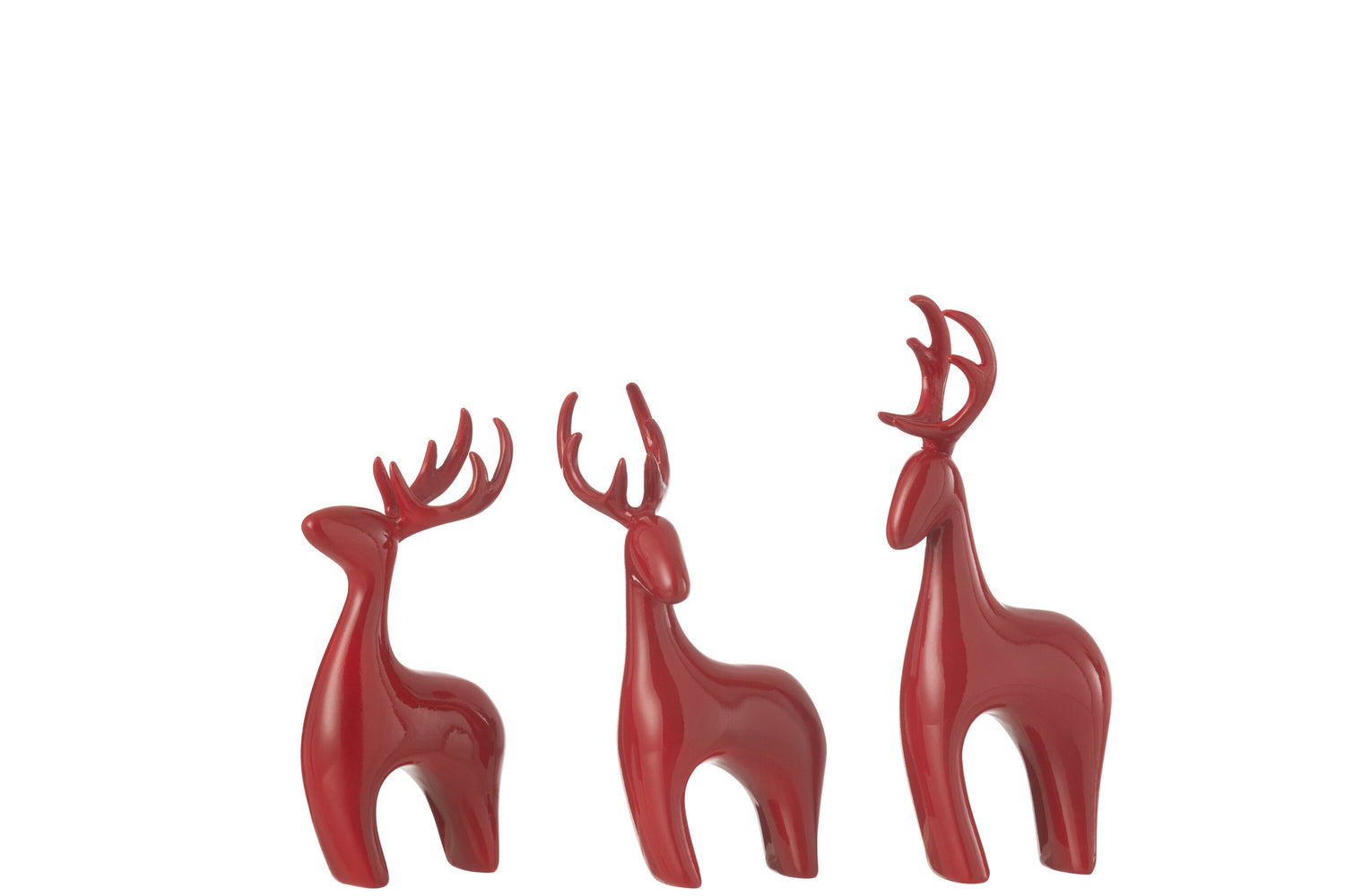Set van 3 rendieren van hars met elektrolytisch rood plating.